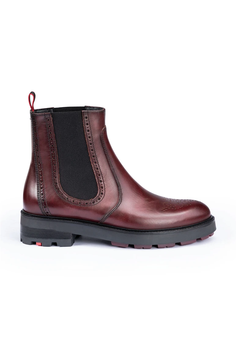 Chelsea Boots Rote Stiefeletten Leder Damen Beau Damen Wildleder